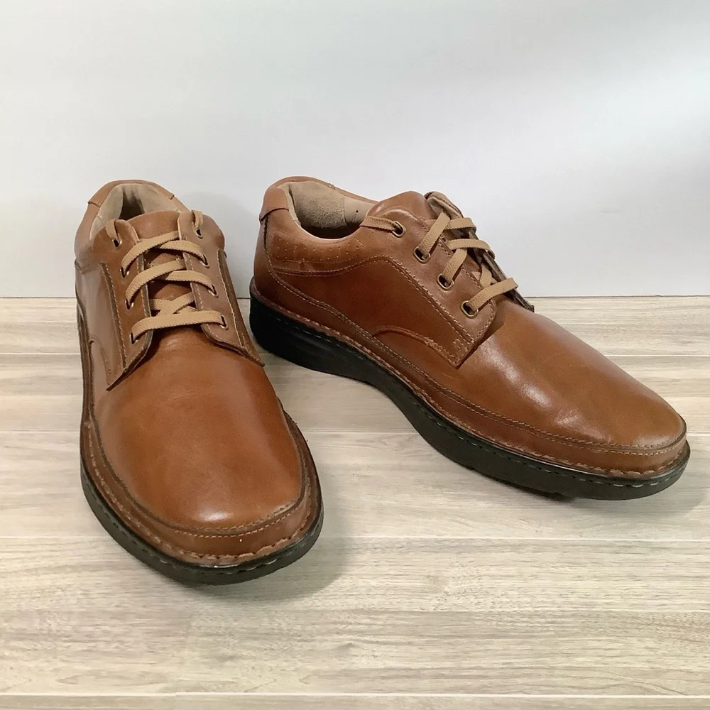 DREW Men NEW Leather Comfort Shoe 13M Toledo Orthopedic Lace Up Brown NO INSOLES